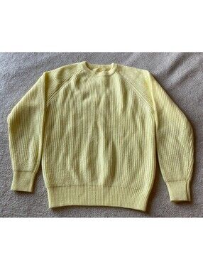VTG Jan Taylor Yellow Sparkle Glitter Shaker Knit Sweater Women's M or L 80's